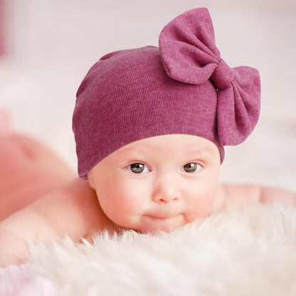 BQUBO Newborn Baby Hats Mittens Set Hospital Hat Beanie Infant Bow Hats Baby Gloves No Scratch Mittens for 0-6 Months