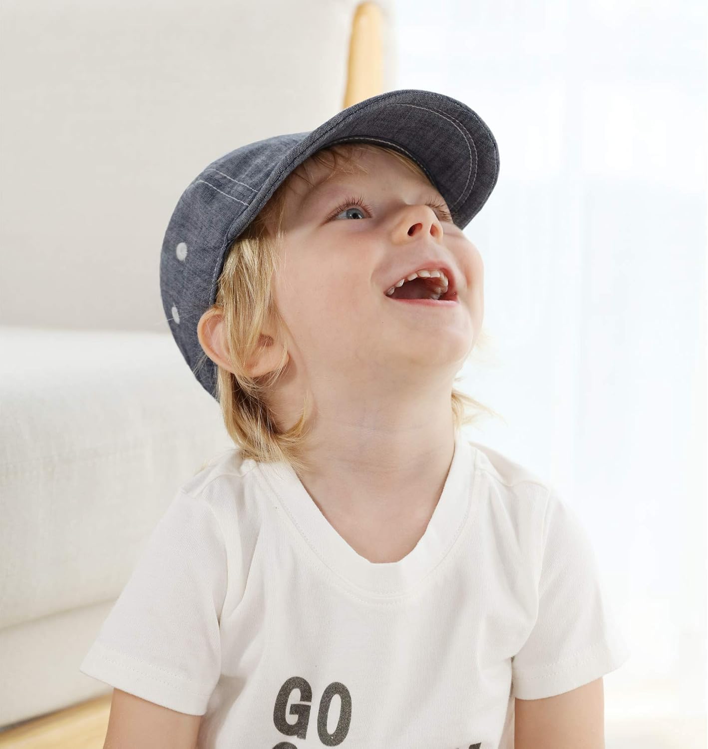 Keepersheep Baby Baseball Cap Infant Sun Hat, Cotton Knit with Soft Brim, Adjustable Soft Newborn Toddler Cap