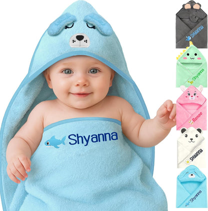 Personalized Baby Towels Hooded with Name, Custom Toddler Bath Towel with Hood for Girl Boy, Warm