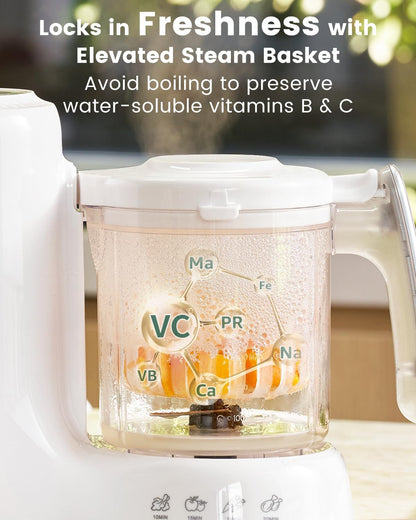 GROWNSY Baby Food Maker with Steam Basket, One Step Baby Food Processor Steamer Puree Blender