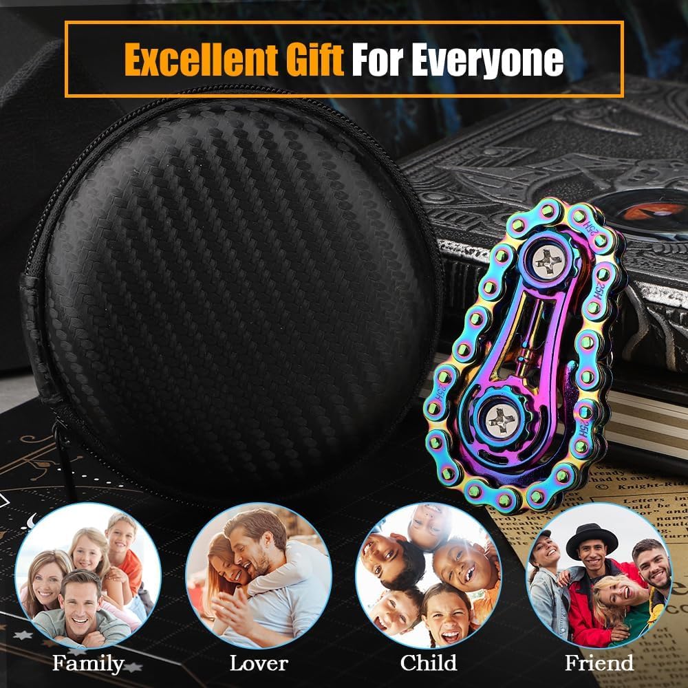 Cool Sprockets Hand Roller Fidget Chain Toys, Metal Fidget Spinner, Sensory Bike Chain Gears, EDC