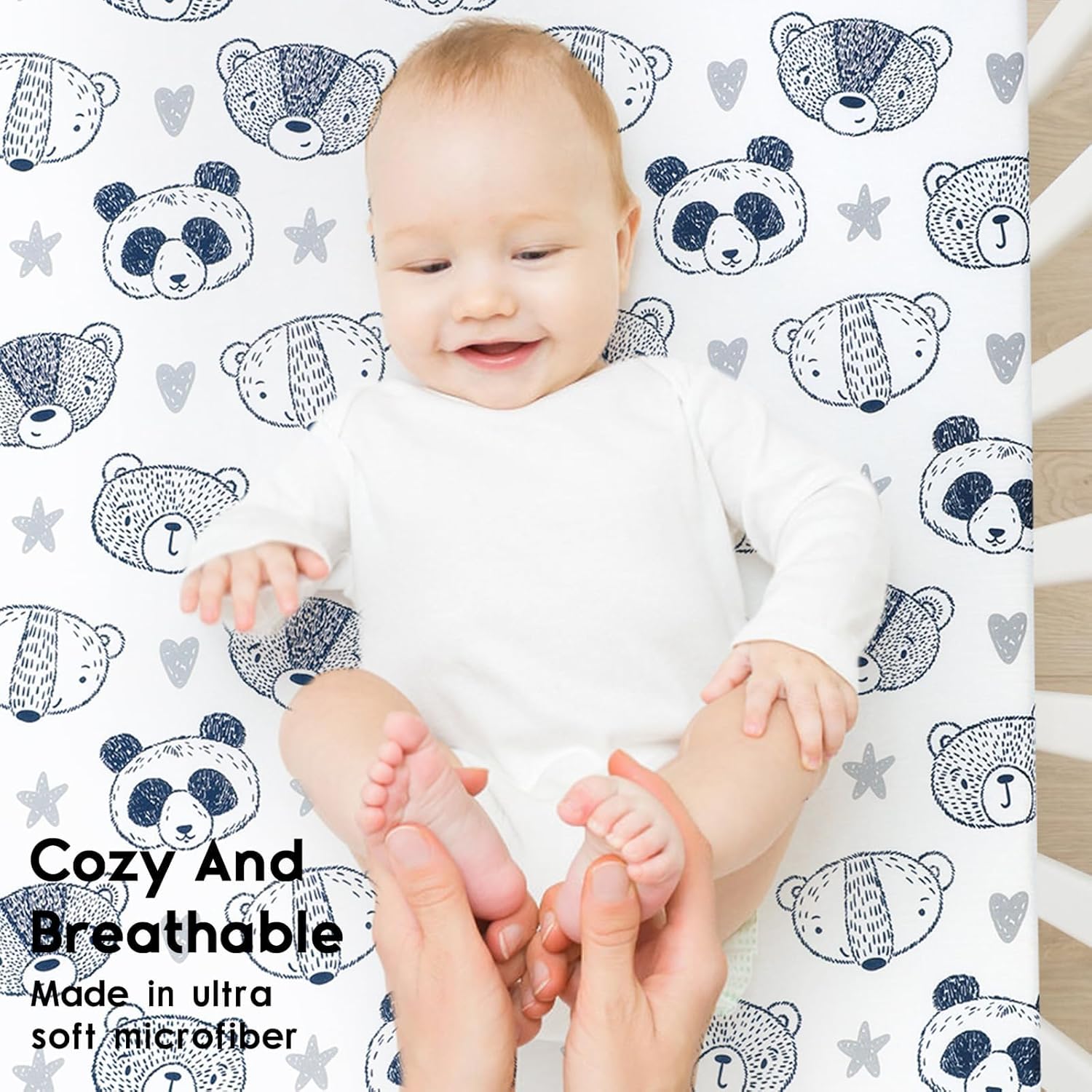 Yoofoss Pack and Play Sheets Fitted, Mini Crib Sheets 2-Pack for Pack N Play Mattress, Stretchy