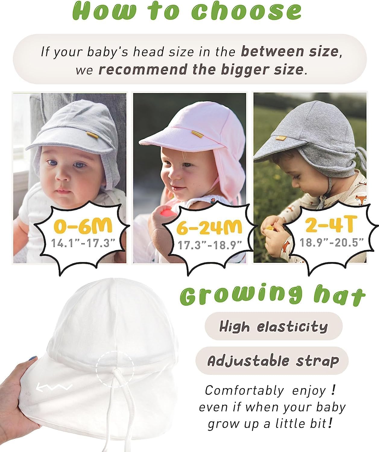 FURTALK Baby Sun Hat UPF 50+ UV Ray Sun Protection Cotton Toddler Hats for Boys Girls