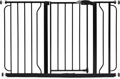 Regalo Easy Step 49-Inch Extra Wide Baby Gate, Includes 4-Inch and 12-Inch Extension Kit, 4 Pack of Pressure Mount Kit and 4 Pack of Wall Mount Kit, Black