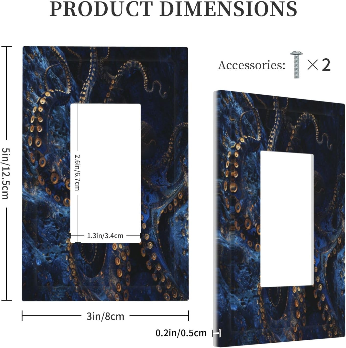 Decorative Outlet Covers Horror Night Blue Ocean Evil Octopus 1 Gang Single Decora GFCI Device Light Switch Covers Plate 1 Rocker Wall Plate Jumbo Faceplate for Bathroom Home Decor