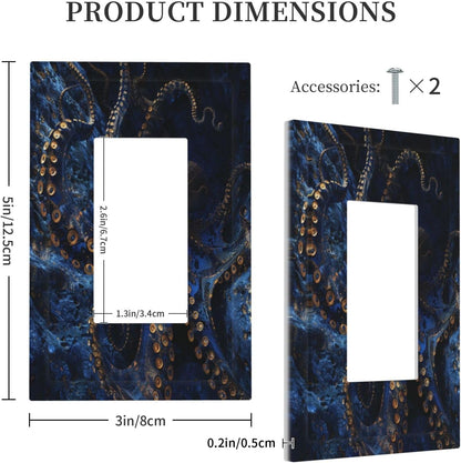 Decorative Outlet Covers Horror Night Blue Ocean Evil Octopus 1 Gang Single Decora GFCI Device Light Switch Covers Plate 1 Rocker Wall Plate Jumbo Faceplate for Bathroom Home Decor
