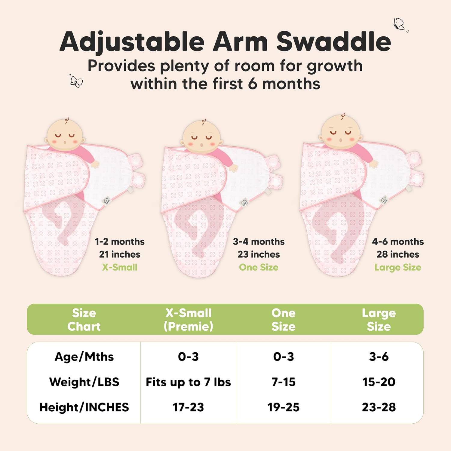 3-Pack Organic Baby Swaddle Sleep Sacks - Swaddles for Newborns, Infant 0-3 Months, Baby Girls