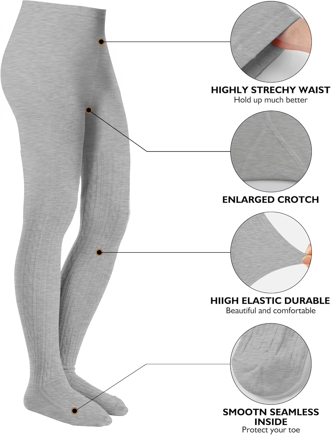 Baby Girls Tights Cable Knit Toddler Leggings Winter Solid Cotton Tights School Stockings 2 Pack 2T-12 Years