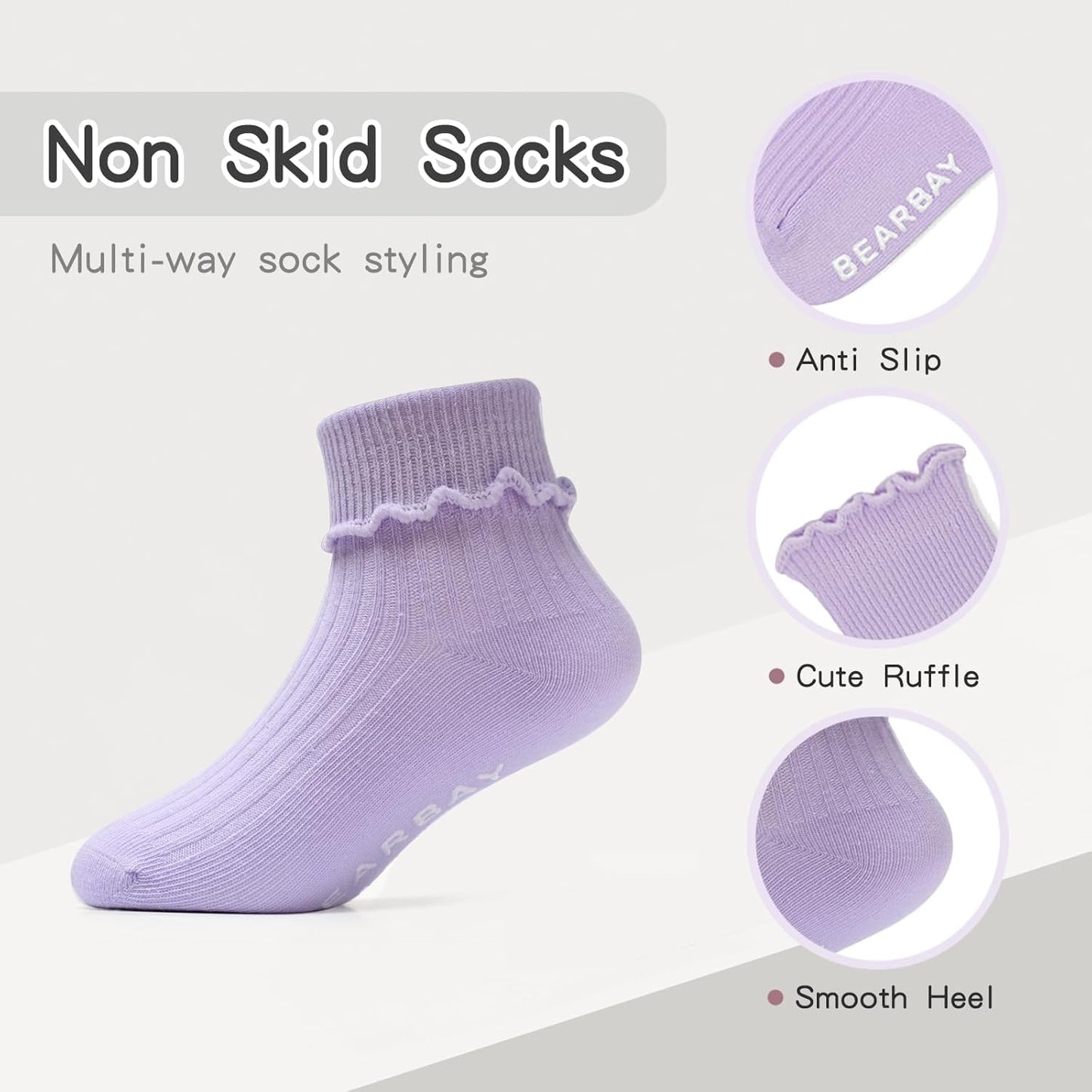 Baby Non Slip Ankle Socks with Grippers for 0 Months-7 Years Old Walking Socks