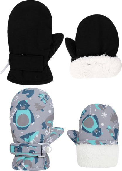 Toddler Gloves Kids Mittens Winter Warm Lined Fleece Gloves Waterproof Snow Baby Mitten for Boys Girls