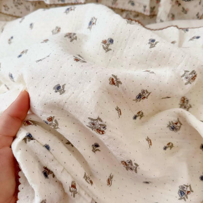 BuLuTu Crib Size Toddler Pillowcase 1 pc, 14"x20", Oeko-TEX Certified 100% Cotton Gauze Pillow Cases for Girls Boys Sensitive Skin, Pansy Floral Print with Dots Pillow Cover, Soft Breathable