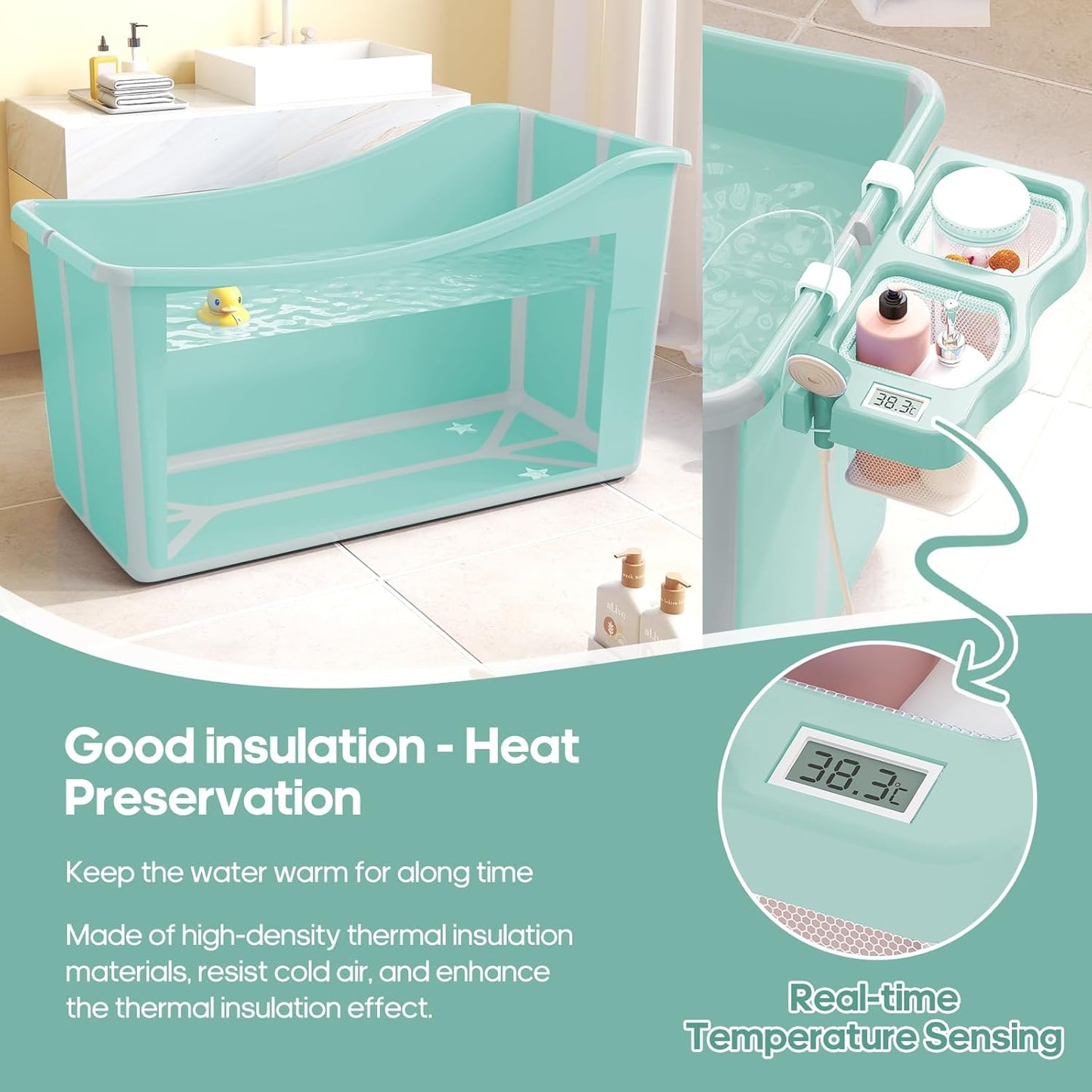 Collapsible Baby Bathtub Foldable Bathtub for Toddler Portable Large Foldable Bath Tub Bathtub for