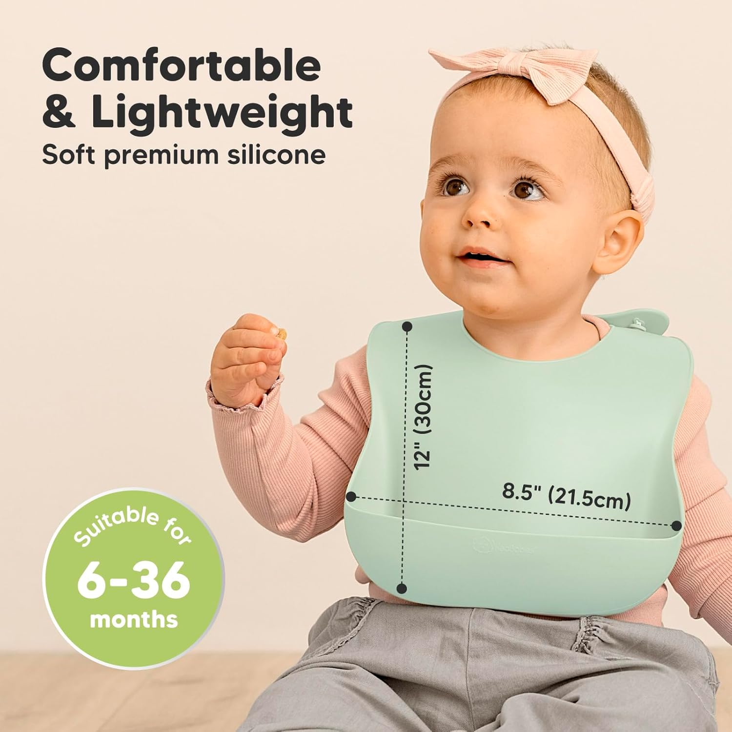 KeaBabies 2-Pack Silicone Baby Bibs for Eating - Sturdy Food-Grade Silicone Bibs for Babies Girl