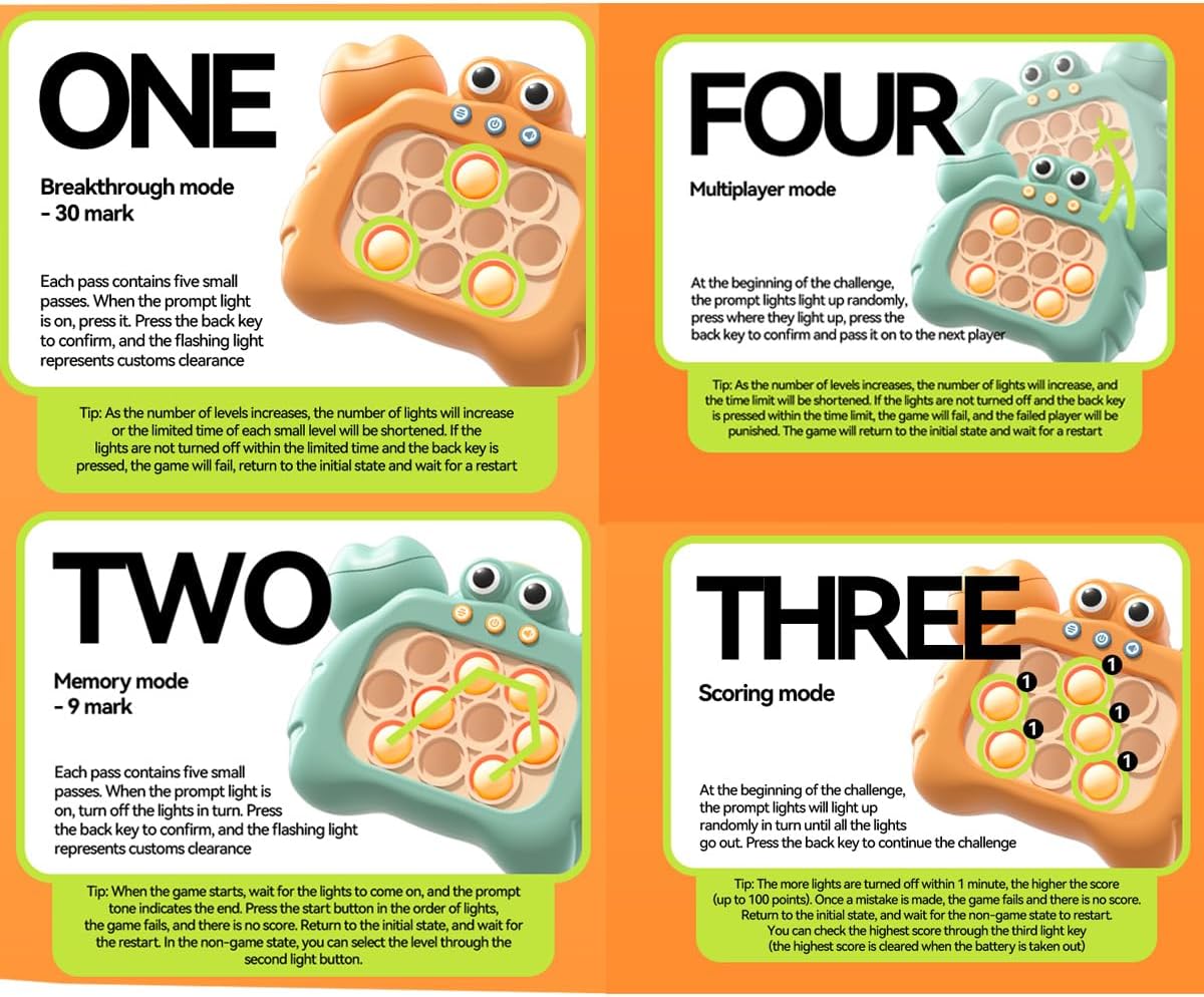 Puzzle Pop Light Up Game Fidget Travel Games /Travel Sensory Fidget Toys Popular Handheld Games for Teenagers Anti Anxiety Autism Relief Birthday Party Gift (Crab Green)