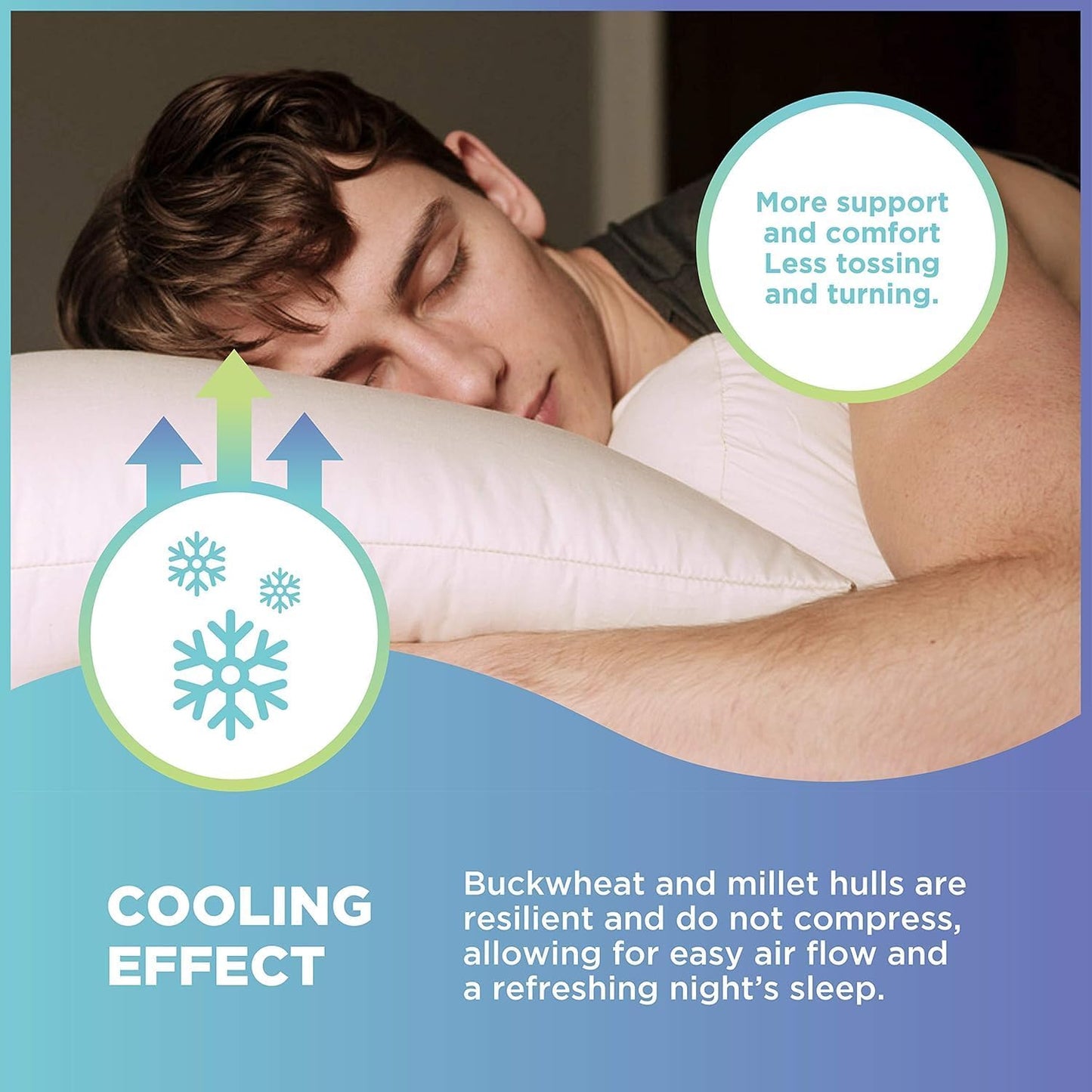 Bean Products 14" x 20" Japanese Bed Pillow for Sleeping – Organic Millet Fill with Organic Cotton Fabric, Soft Head Pillow – Eco-Friendly, Breathable, and Durable Sleep Aid, Made in The USA