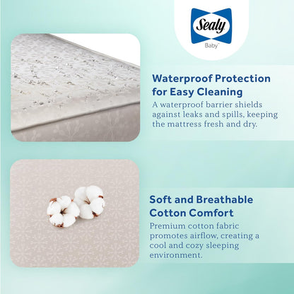 Sealy Baby Flex Cool 2 Stage Breathable Crib Mattress with Toddler Bed Fit, Waterproof & Airy
