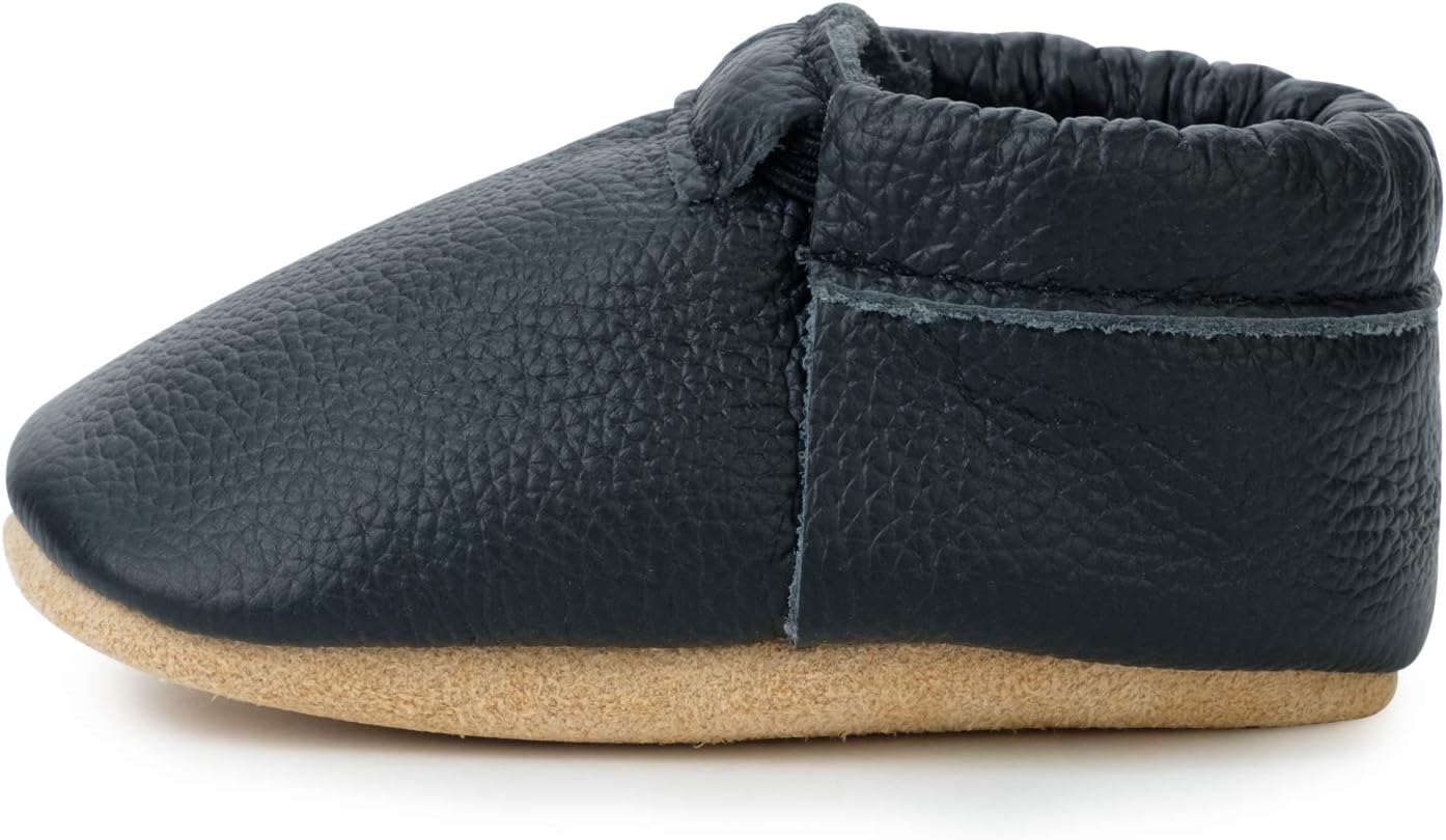 BirdRock Baby Fringeless Moccasins - Genuine Leather Boys and Girls Shoes for Newborns, Infants, Babies, Toddlers