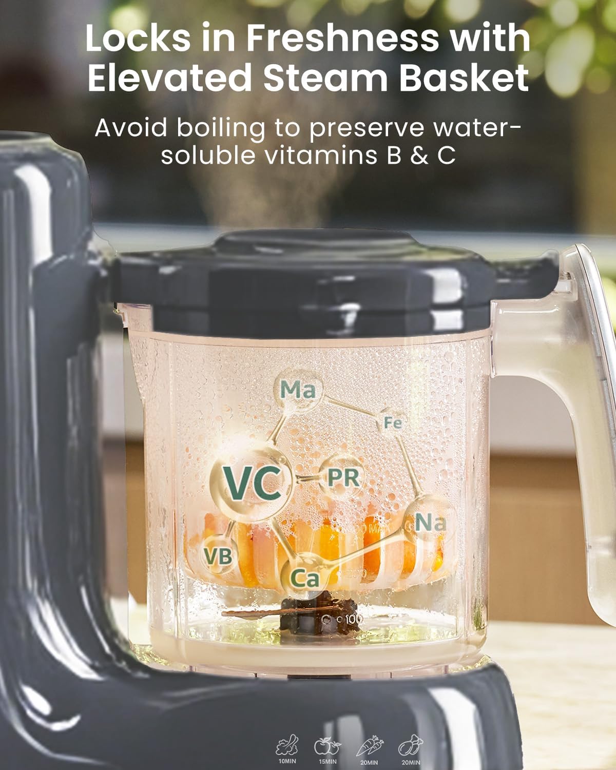 GROWNSY Baby Food Maker with Steam Basket, One Step Baby Food Processor Steamer Puree Blender