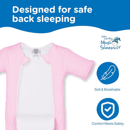 Magic Sleepsuit Baby Merlin's Cotton Baby Swaddle Transition Product - Soft and Breathable Design, Double Zipper for Easy Diaper Changes, Promotes Safe Sleep - Pink - Large 18-21lbs