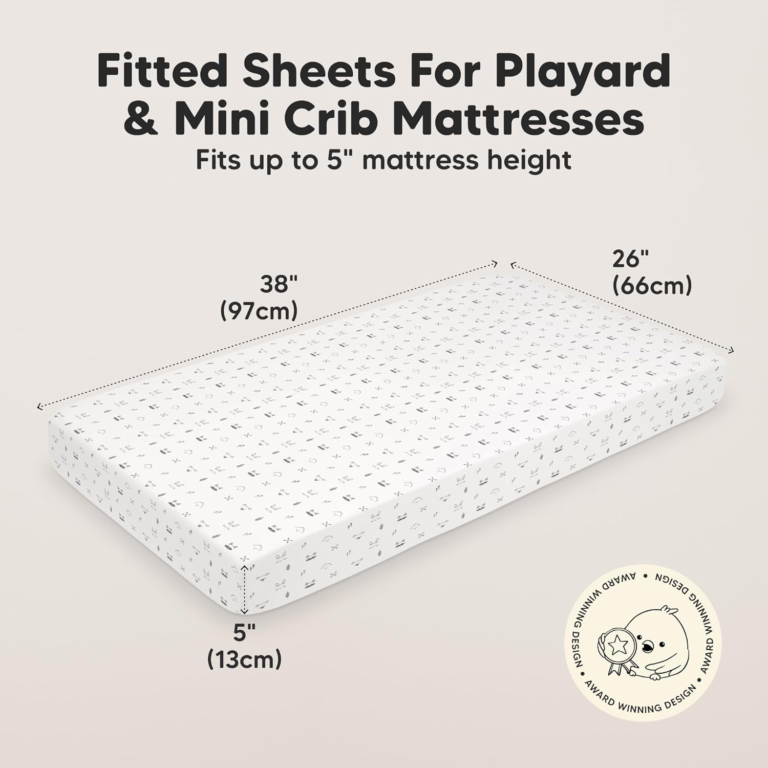 2-Pack Mini Crib Sheets Fitted - 38x26 Pack N Play Sheets for Pack and Play Mattress, Organic
