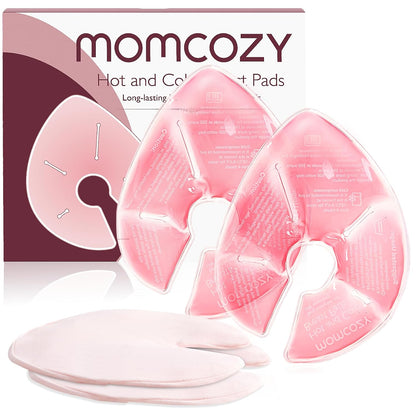 Momcozy Larger Breast Therapy Packs, Hot and Cold Breast Pads with 2 Soft Covers, Breastfeeding