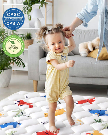 Odorless Premium Foam Baby Play Mat 79" x 59", Soft Microfiber Fabric Crawling Mat for Floor- Comfortable and Hypoallergenic, Non-Slip Cushioned Floor Playpen mat for Infants,Babies,Toddlers