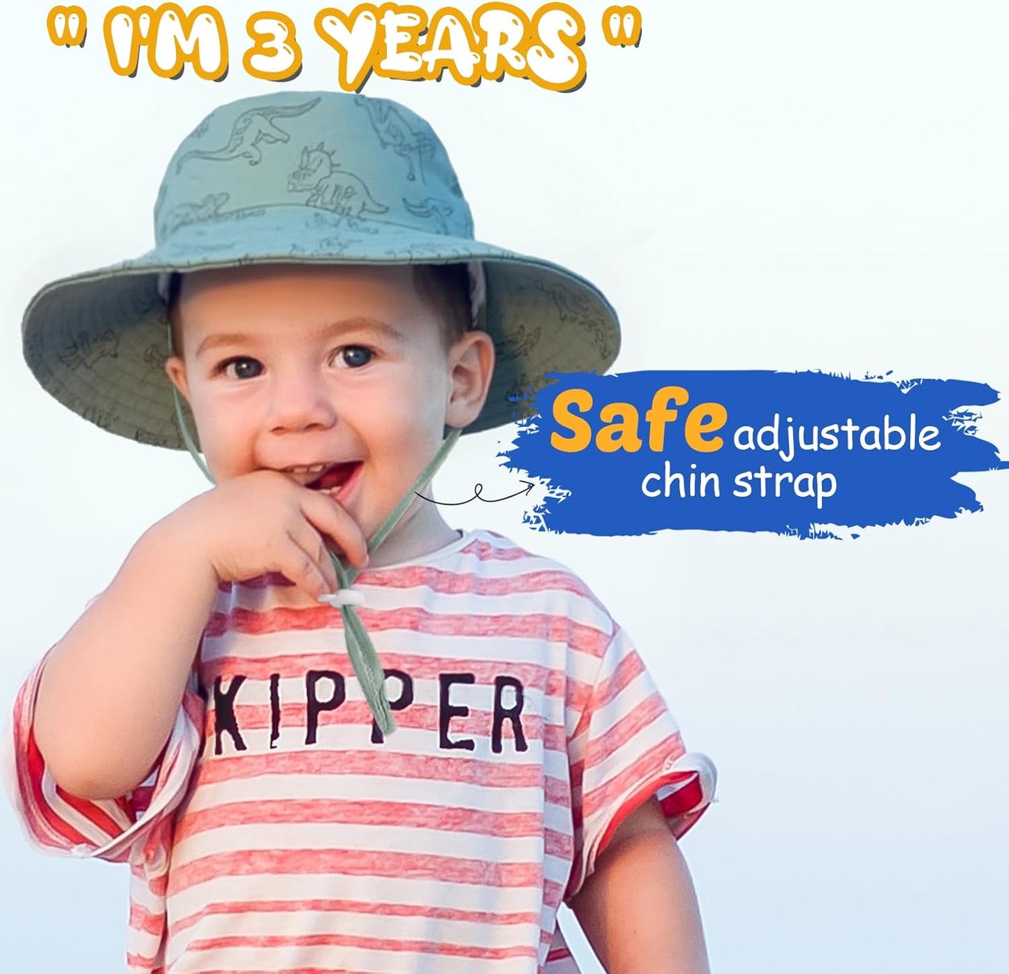 Baby Sun Hat Kids Summer UPF 50+ Toddler Bucket Hat Wide Brim Adjustable Beach Hats for Boys Girls Age 0-6 Years