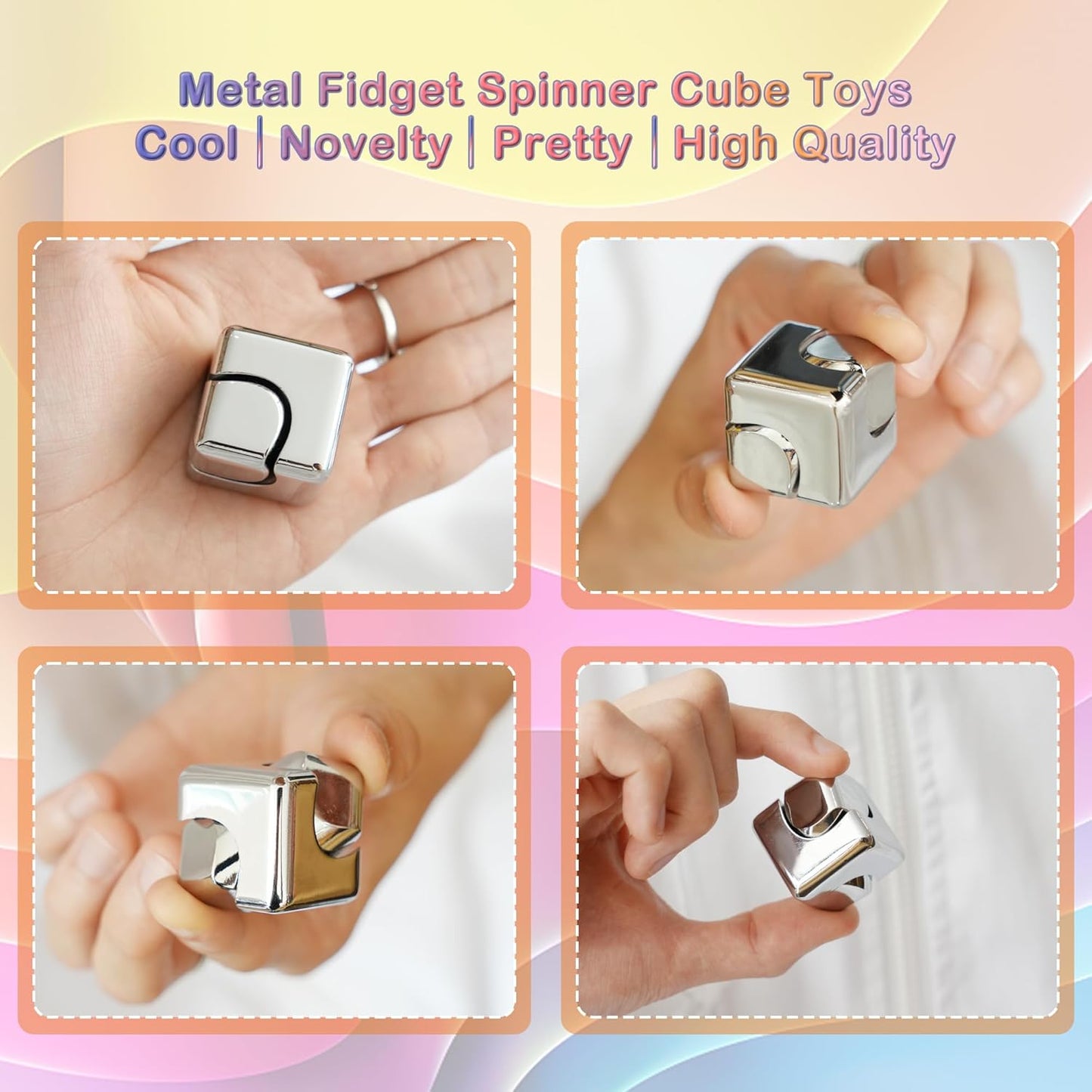 Desk-Fidget-Toys Spinner-Cube: Cool-Gadgets Metal Kinetic-Desk-Toys Office EDC-Toy, ADHD Tools Cool-Stuff Thing Stress Relief Toy Gift for Kids Children Teens Adults Christmas Women Men