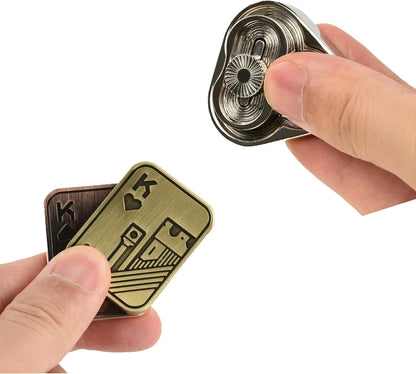 2 Pack EDC Metal Fidget Slider Toys- Stress Relief Toy Metal Slider Fidget Office Desk Toys for Adults (Poker Fidget Slider K + Triangle)