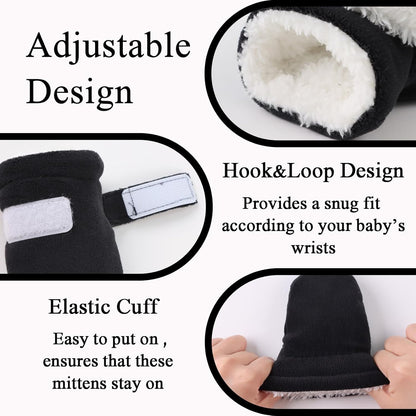 Zsedrut No Scratch Baby Mittens Toddler Infant Fleece Lined Gloves Winter Warm Mitten for Baby Boys Girls