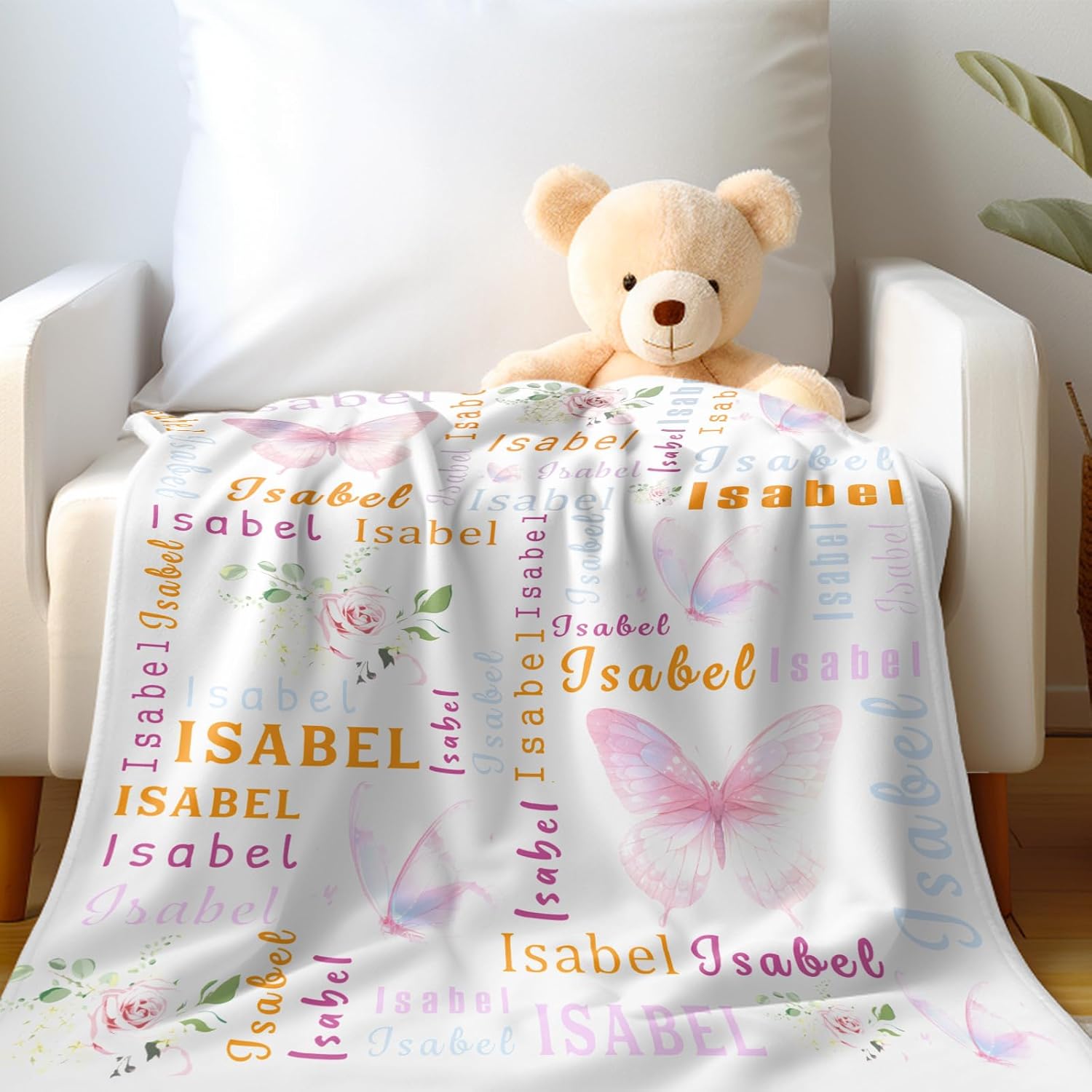 Ship Next Day, Personalized Baby Blanket - Printed in USA, Custom Baby Blanket with Name