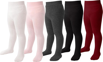 Marchare Baby Girls Tights Thick Solid Cable Knit Leggings Winter Warm Stockings For Toddler Girls 1/2/3/4/5 Pack
