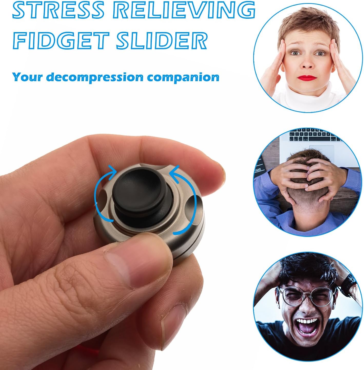 Levitation Spinner Magnetic Fidget Slider Toys for Adults- Metal Haptic Coin Push Slide Rotation Clicker, ADHD Tools Stress Relief EDC Desk Toy