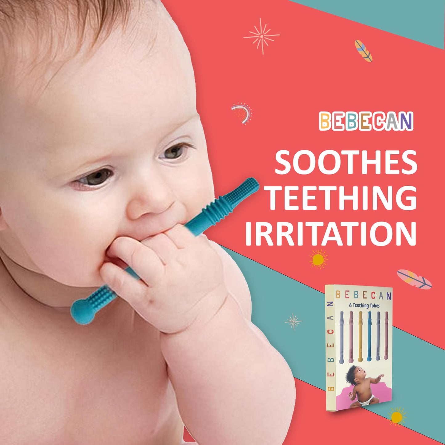 Bebecan Teething Sticks for Babies 36+ Months – Super Soft Silicone Teething Aids, Infant Oral