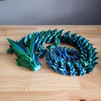 Crystal Dragon - Articulated Flexi Dragon - 3D Printed Gift (Adult, Blue/Green)