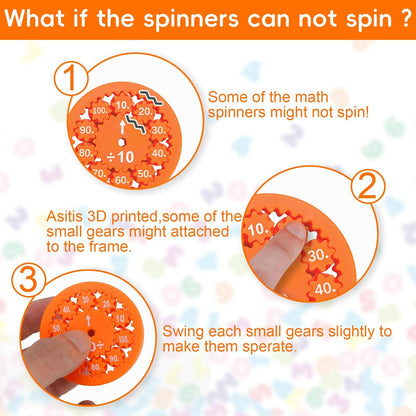 Math Fidget Spinners, Math Facts Fidget Spinners, Math Fact Fidget Spinner, Fidget Learning Game Toy, Round Math Fidget Spinner Children Counting Toys Learning Early Education(Multiplication 9PCS)