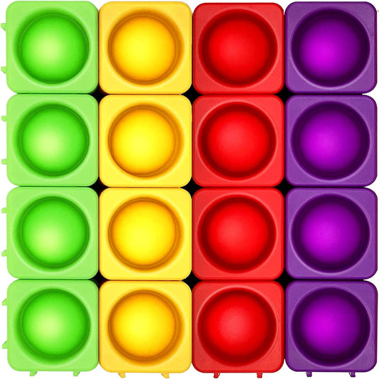 Giant Pop Blocks Bubble Premium Silicone Pop Fidget Blocks for Endless Joy and Education - Vibrant Pop Blocks for Imaginative Play and Puzzle Games-Toy Gift for Kids (16PCS)