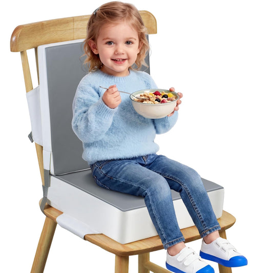 Booster Seat for Kitchen Chair - Toddler Booster Seat for Dining Table - PU Washable Double-Safety