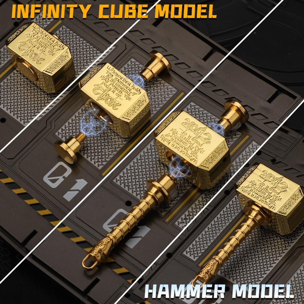 Cool Hammer Fidget Spinners Toy Metal For Kids Adults, Brass Hand Finger Spinner Gift for Boys Age 4-12, Miniature Hammer Transformable Infinity Fidget Cube Fingertip Gyro Desk Toy Stocking Stuffer
