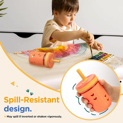 Tronco 8 oz Glass Sippy Cup for Toddlers, Kids Mason Jar Smoothie Cup with Silicone Sleeves & Spill