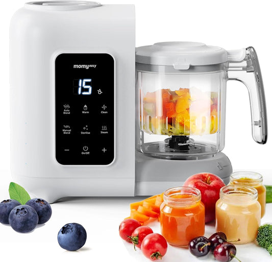 MOMYEASY Baby Food Maker, Baby Food Steamer and Puree Blender, Food Processor Chopper Grinder