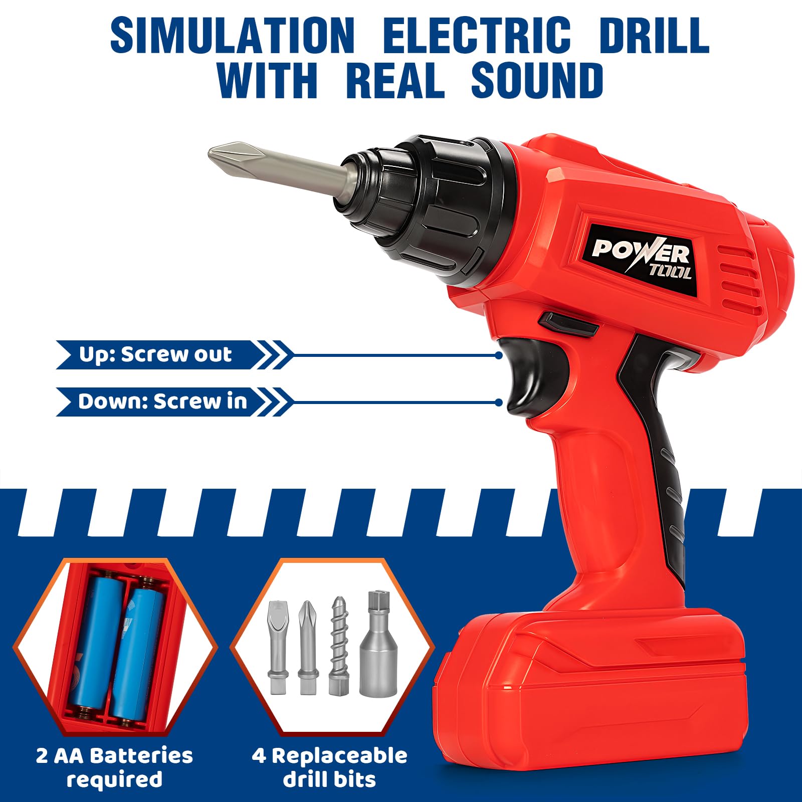 TooyBing Kids Tool Bench Set with Electric Drill and Realistic Tools, Construction Workbench