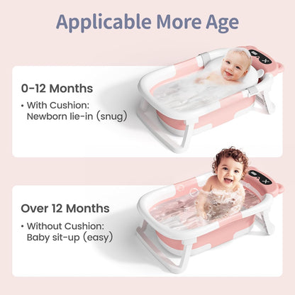 Collapsible Baby Bathtub for Newborn to Toddler (0-18 Month) - Portable Baby Bath Tub for Travel