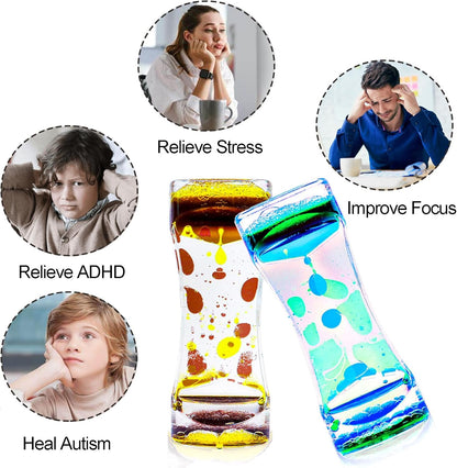 Liquid Motion Bubbler Sensory Toys,3 Pack Liquid Timer Desktop Colorful Hourglass Liquid Bubbler, Small Calming Relaxing Toys Sensory Anxiety Autism ADHD Fidget Toys
