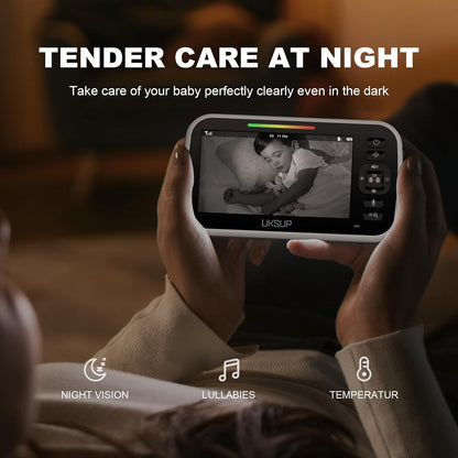 Baby Monitor with 2 Cameras and Audio - Video Baby Monitor with 960ft Long Range, Remote Pan-Tilt-Zoom, Night Vision, Temperature Sensor, 2-Way Talk, 8 Lullabies, 30-Hour Battery & No WiFi