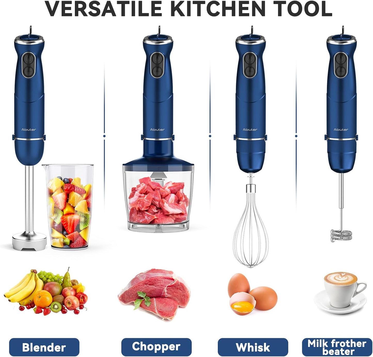 Immersion Blender Handheld 5 in 1 Hand Blender, 1000W Hand Mixer Stick, BPA-Free 12 Speed Handheld