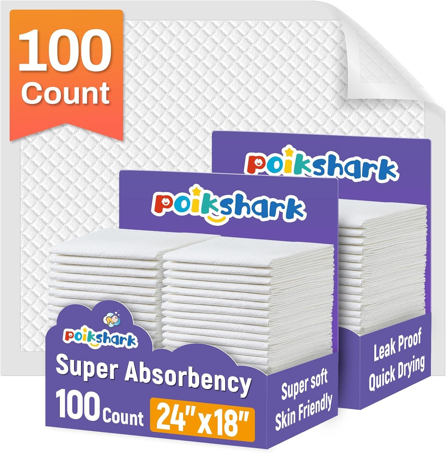 100 Pack Disposable Changing Pads for Baby [24" x 18"] Super Absorbency Disposable Underpads Large