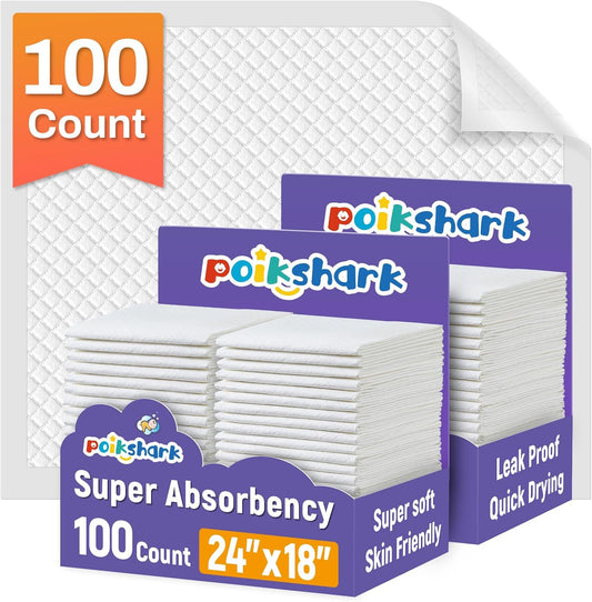 100 Pack Disposable Changing Pads for Baby [24" x 18"] Super Absorbency Disposable Underpads Large