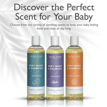 SoCal Suds & Company Baby Shampoo & Body Wash, 2-in-1 Organic Gel-Gentle Castile Soap with