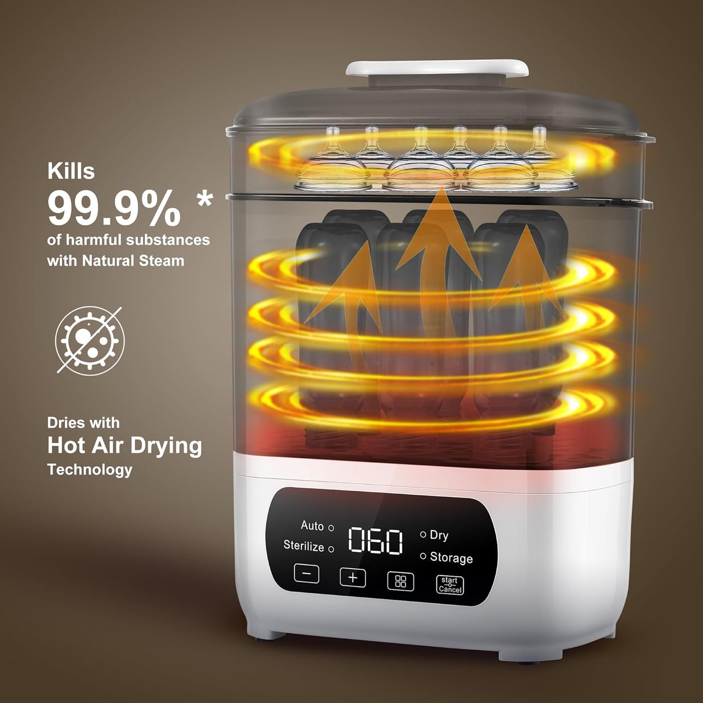 Baby Bottle Steamer and Dryer, Electric Steamer and Dryer for Baby Bottles, 4-in-1 Bottle Steamer